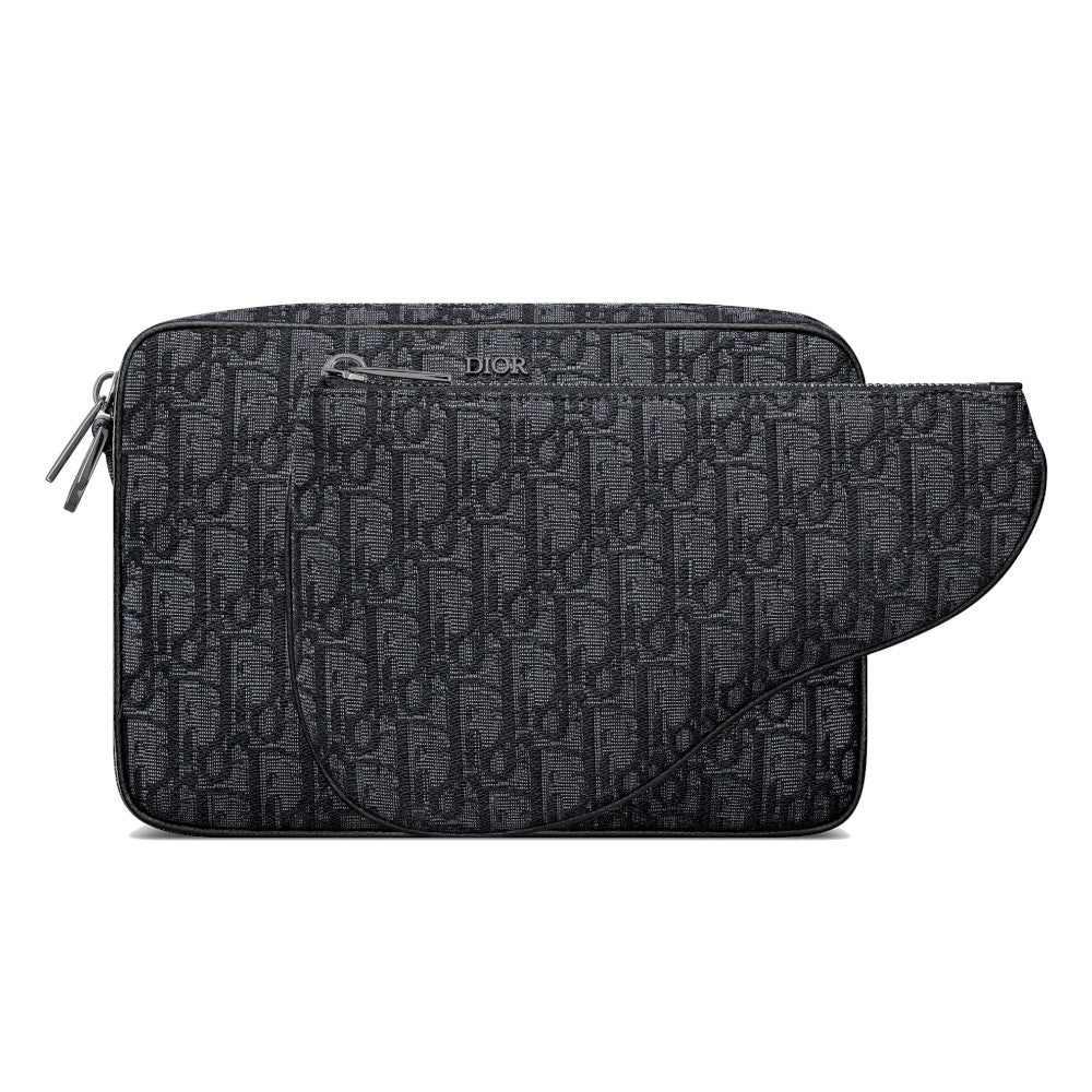 Christian Dior Sadde Triple Pouch Crossbody Bag Blue in