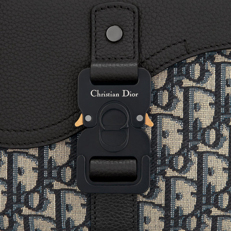 Dior - Mini Saddle Bag with Strap Black Grained Calfskin - Men