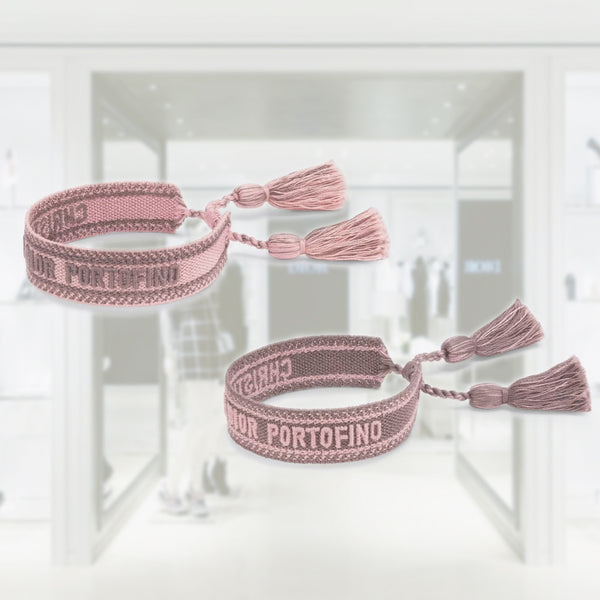 J'Adior Bracelet Set Pink and Gray Embroidery