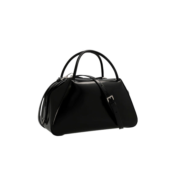 Brushed leather midi handbag