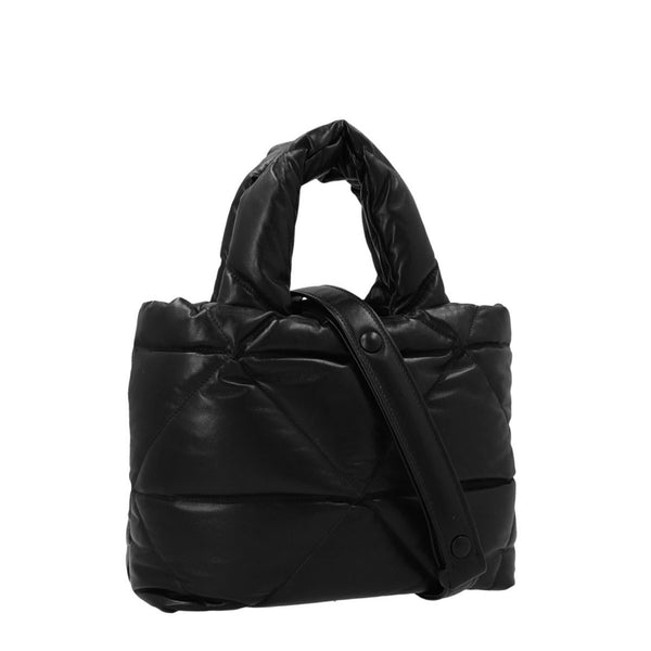 Logo leather shopping bag