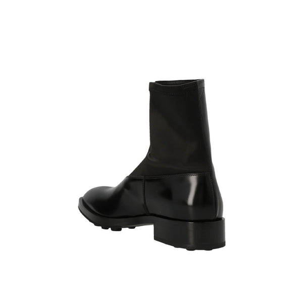 Satin leather ankle boots