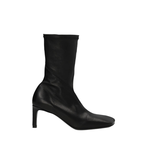 Squared toe nappa ankle boots