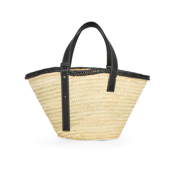 Inlay Basket bag in palm leaf and calfskin