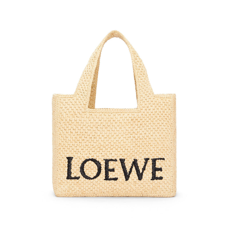 Small LOEWE Font Tote in raffia