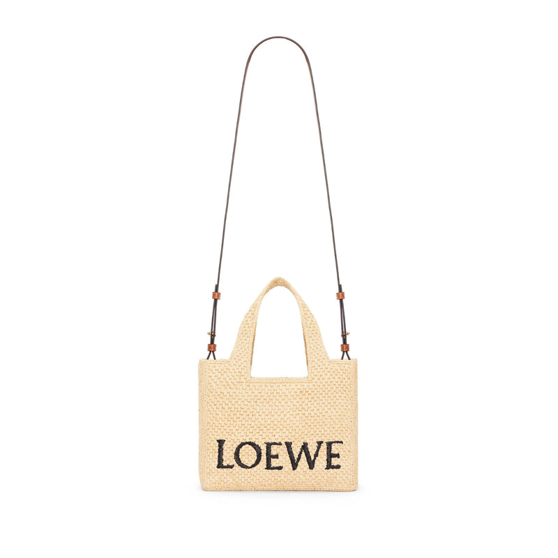 Small LOEWE Font Tote in raffia