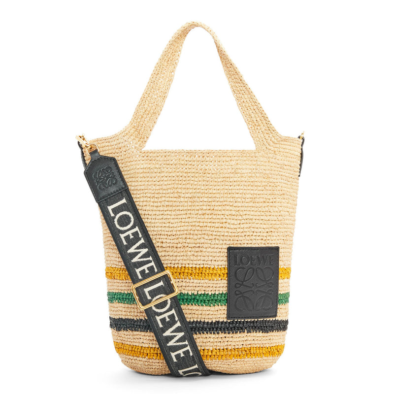 Mini Slit bag in striped raffia and calfskin