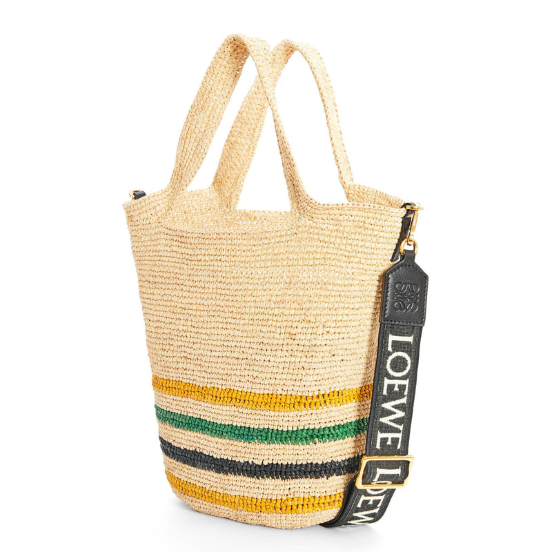 Mini Slit bag in striped raffia and calfskin