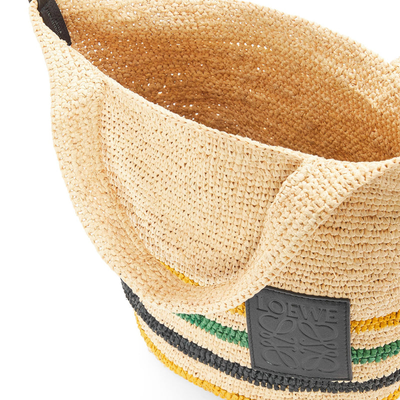 Mini Slit bag in striped raffia and calfskin