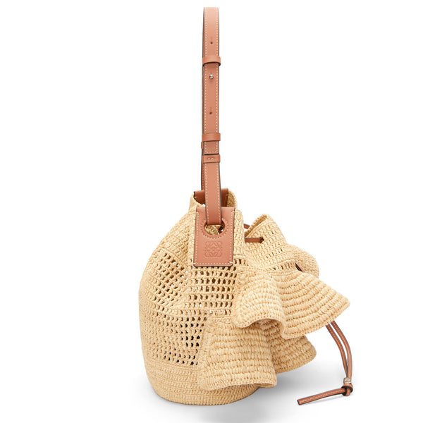 Balloon Ruffles bag in raffia and calfskin