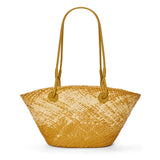 Small Anagram basket bag in iraca palm and calfskin