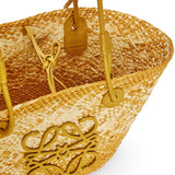 Small Anagram basket bag in iraca palm and calfskin