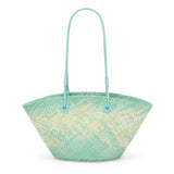 Small Anagram basket bag in iraca palm and calfskin