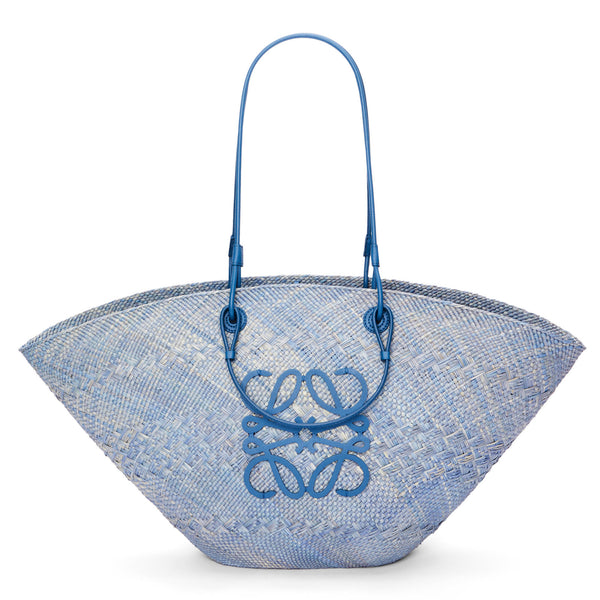 Large Anagram basket bag in iraca palm and calfskin