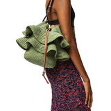 Balloon Ruffles bag in raffia and calfskin