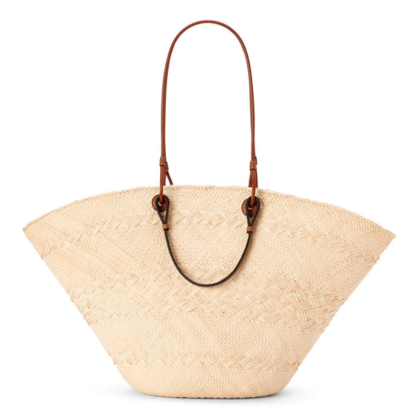 Large Anagram Basket bag in iraca palm and calfskin