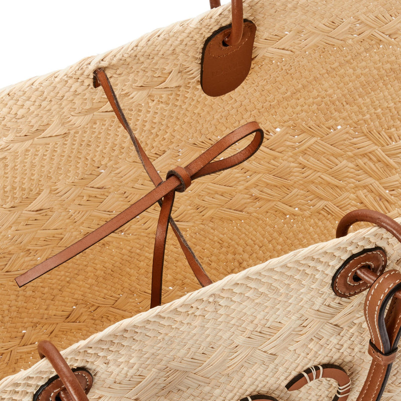 Large Anagram Basket bag in iraca palm and calfskin