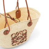 Small Anagram Basket bag in iraca palm and calfskin