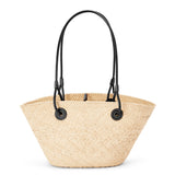 Small Anagram Basket bag in iraca palm and calfskin