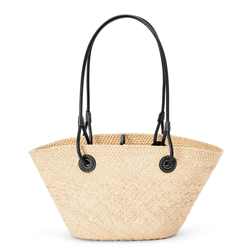 Small Anagram Basket bag in iraca palm and calfskin