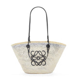 Sparkling Anagram basket bag in iraca palm and calfskin