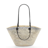 Sparkling Anagram basket bag in iraca palm and calfskin