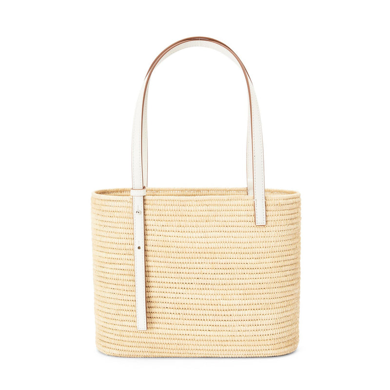 Small Square Basket bag in raffia and calfskin