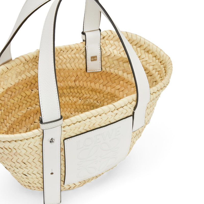 Small Basket bag in palm leaf and calfskin