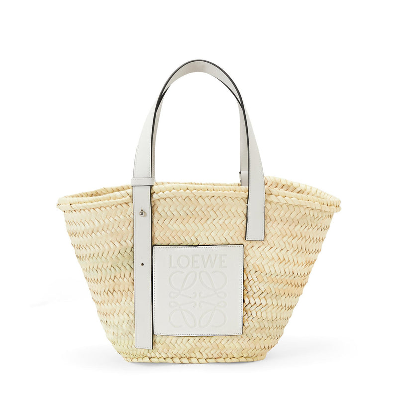 Basket bag in palm leaf and calfskin