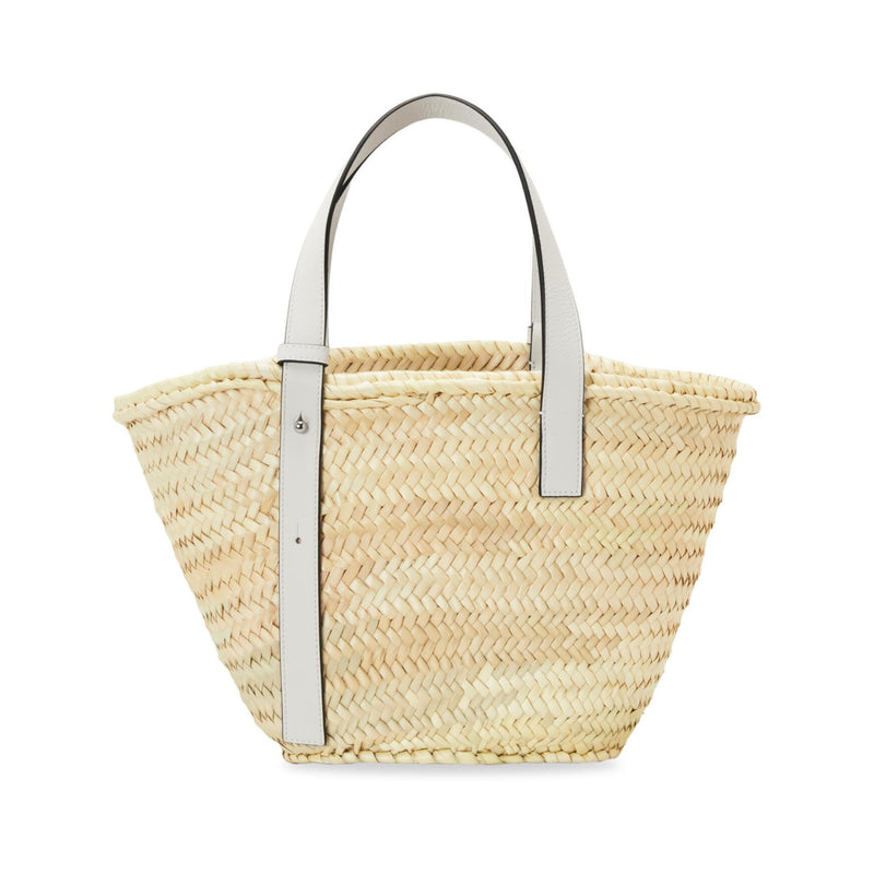 Basket bag in palm leaf and calfskin