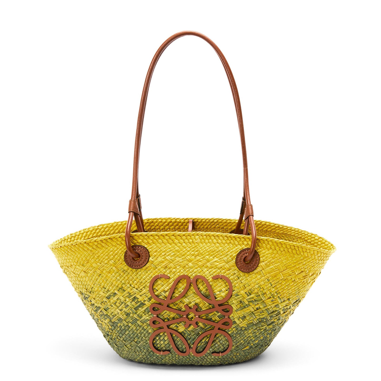 LOEWE Small Anagram Basket bag in iraca palm and calfskin