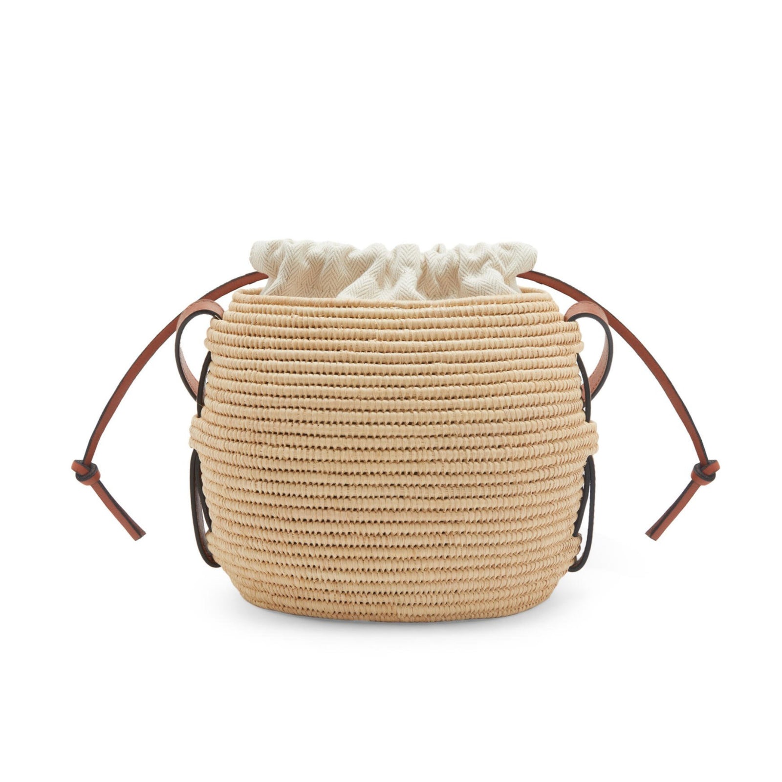 LOEWE Beehive Basket bag in raffia and calfskin A223Z48X03