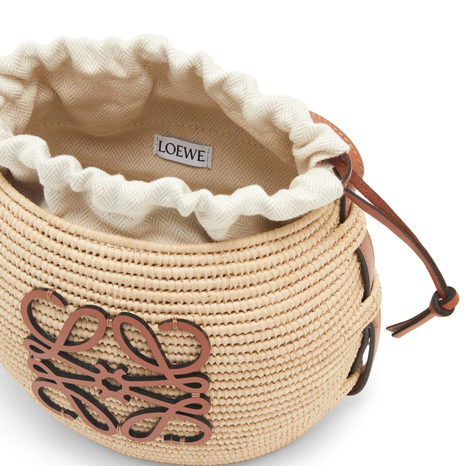 LOEWE Beehive Basket bag in raffia and calfskin A223Z48X03