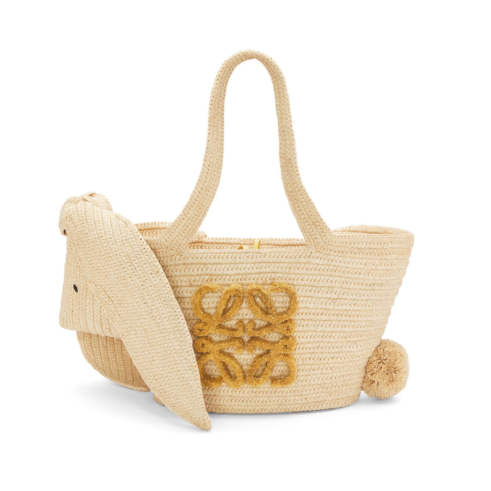 LOEWE Small Bunny Basket bag in raffia and calfskin A223S17X01 – BORDER ...