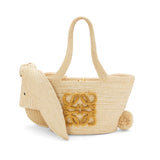 Small Bunny Basket bag in raffia and calfskin