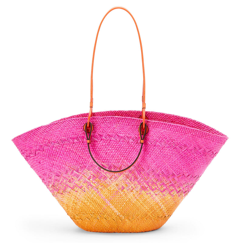 Anagram basket bag in iraca palm and calfskin Clearance
