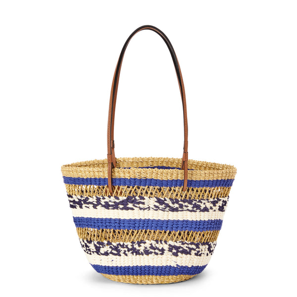 Basket Tote in elephant grass and calfskin