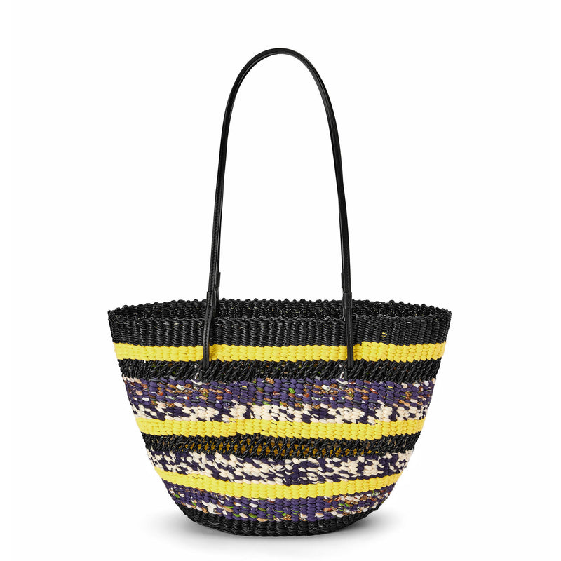 Basket Tote in elephant grass and calfskin