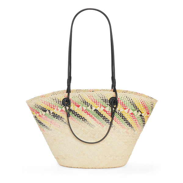 Small rainbow Anagram basket in iraca palm and calfskin