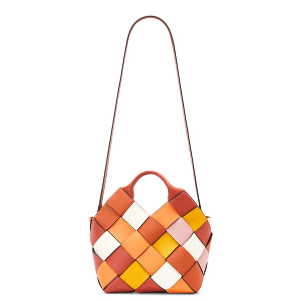 Small Surplus Leather Woven basket bag in calfskin