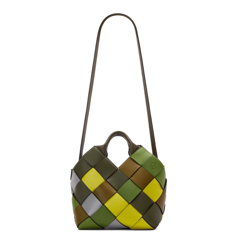 Small Surplus Leather Woven basket bag in calfskin