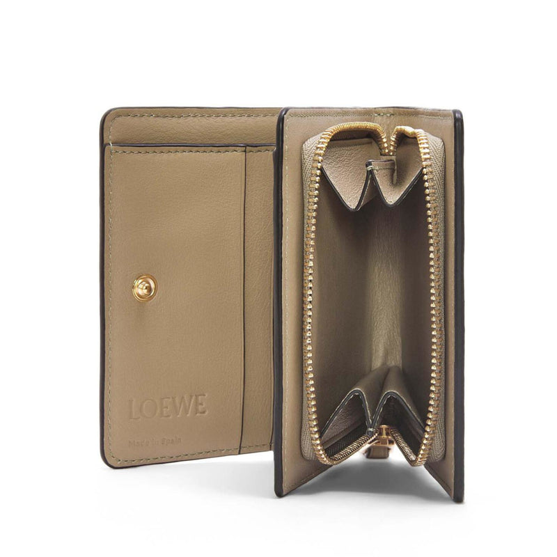 Puzzle compact zip wallet in classic calfskin