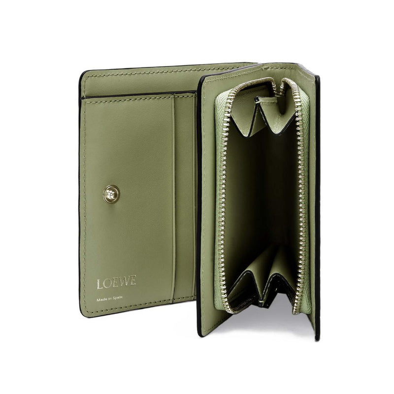 Repeat compact zip wallet in embossed silk calfskin