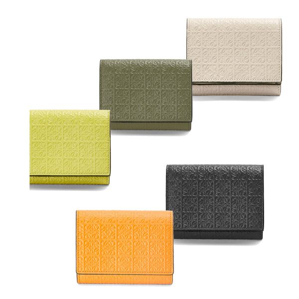 Repeat trifold wallet in embossed silk calfskin