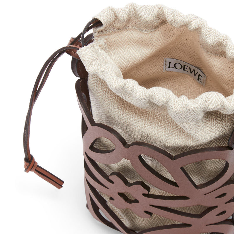 Loewe LOEWE Anagram Cut Out Pocket Brown Women's Canvas Classic Calf  Shoulder Bag