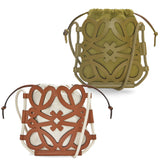 Anagram cut-out crossbody in classic calfskin and canvas