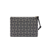 Oblong pouch in Anagram jacquard and calfskin