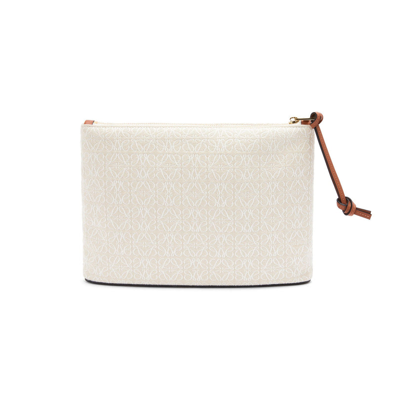 Oblong pouch in Anagram jacquard and calfskin