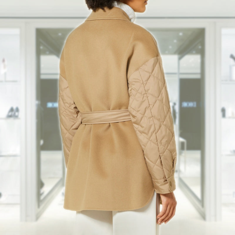 Quilted coat PAPRICA in material mix