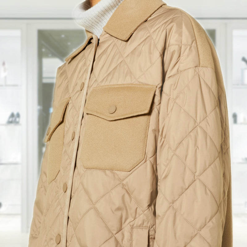 Quilted coat PAPRICA in material mix
